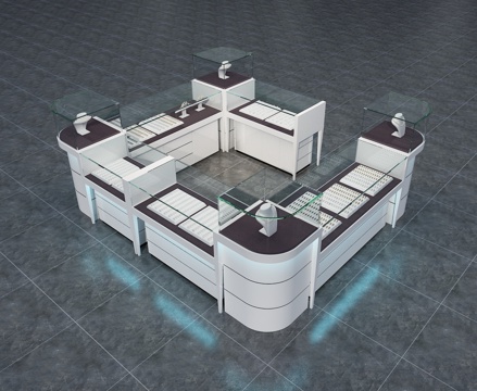  现代透明玻璃珠宝柜台3d模型 