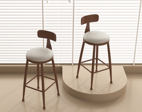  法式中古吧凳 吧椅3d模型 