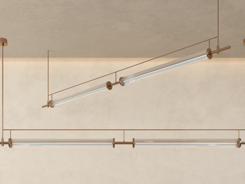 现代吊灯 玻璃吊灯 长条吊灯 办公吊灯su模型