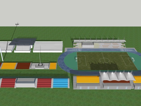  体育场看台su模型 