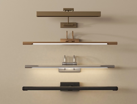 现代壁灯 镜前灯 条形壁灯 长条壁灯 金属壁灯su模型