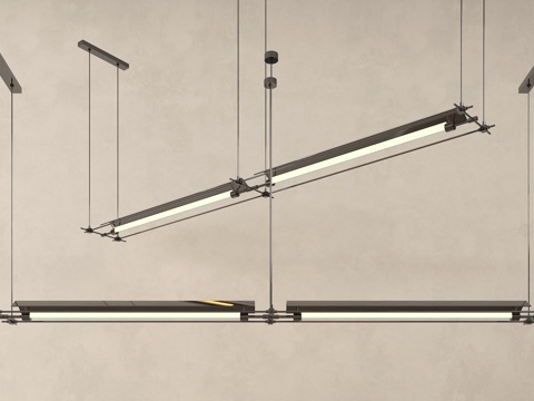 现代吊灯 办公室吊灯 长条吊灯su模型