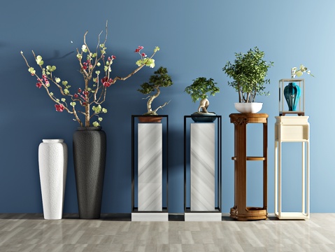  现代植物 盆栽 绿植 花架3d模型 