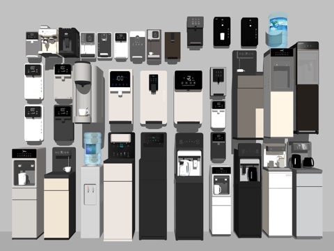 现代饮水机咖啡机制冰机su模型
