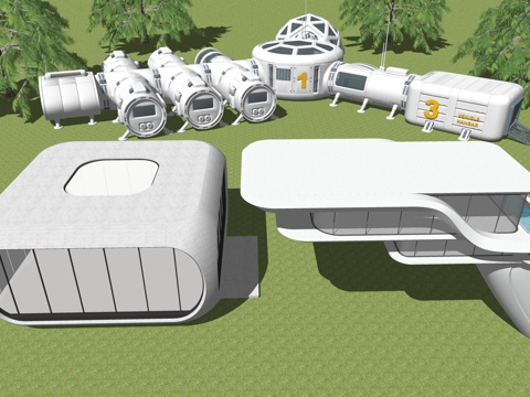 太空舱建筑su模型 