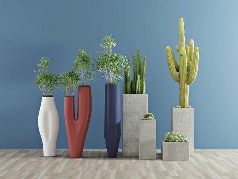  现代盆栽3d模型 