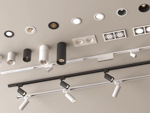 现代筒灯射灯 明装筒灯 嵌入式筒灯射灯su模型