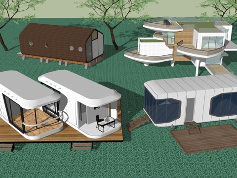  太空舱建筑su模型 