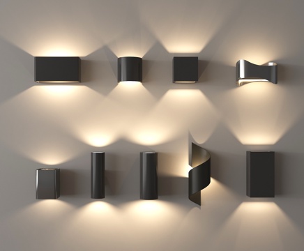 现代简约壁灯 方盒壁灯墙灯 过道灯走廊灯su模型