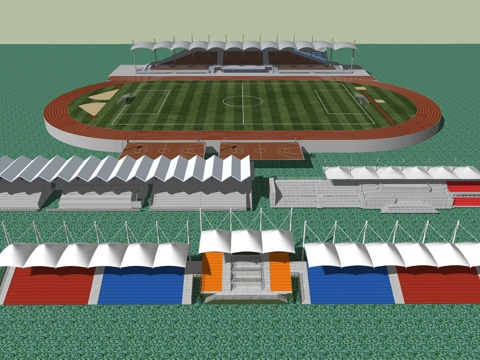  体育场看台su模型 