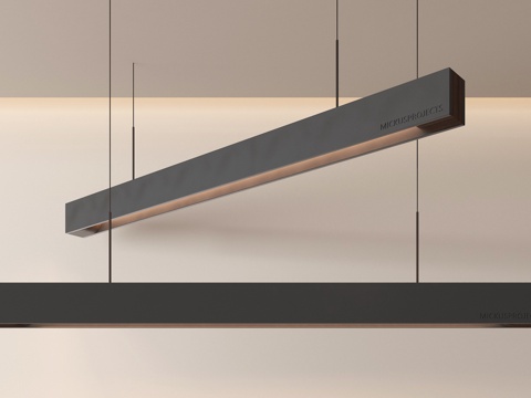  现代一字型吊灯 金属吊灯  条形吊灯3d模型 