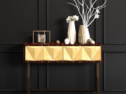  新中式 端景柜 陈设摆设组合3d模型 