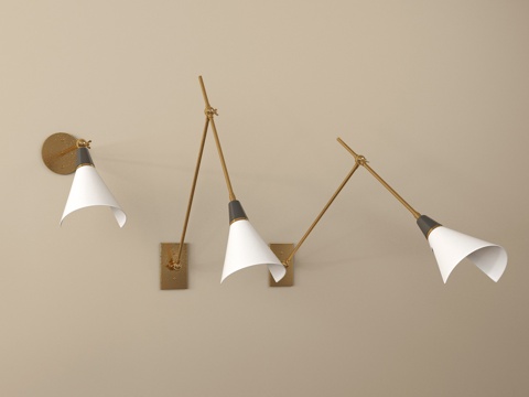  中古风摇臂壁灯 室内壁灯3d模型 