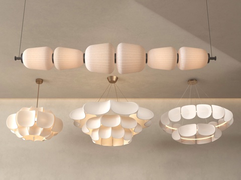  现代奶油吊灯 法式吊灯 环形吊灯 艺术吊灯3d模型 