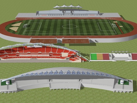 体育场看台su模型 