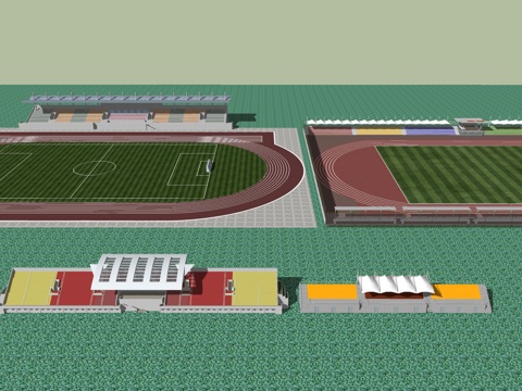  体育场看台su模型 