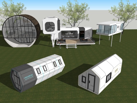  太空舱建筑su模型 