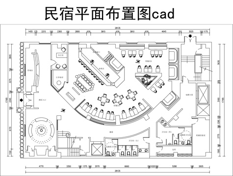 整套民宿平面图cadcad施工图