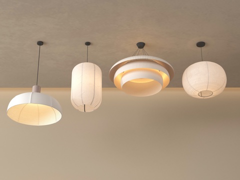  侘寂风吊灯 日式吊灯3d模型 