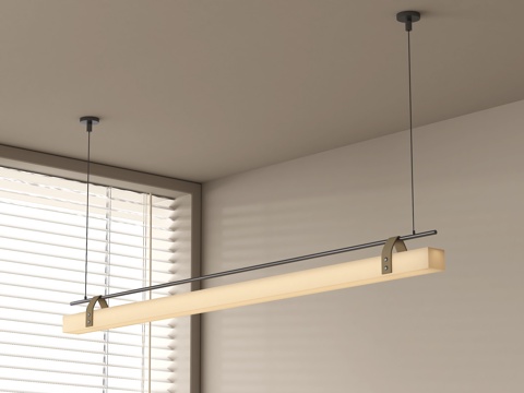 现代吊灯 条形吊灯 一字吊灯 极简餐厅吊灯su模型