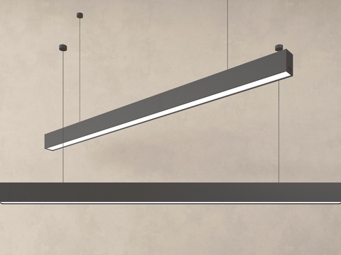 现代吊灯 办公室吊灯 餐厅吊灯 长条吊灯 金属吊灯su模型