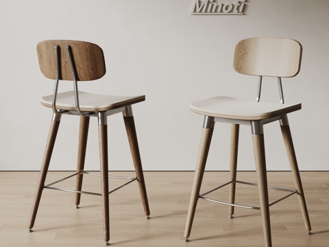 Minotti现代餐椅 实木餐椅 吧椅3d模型 