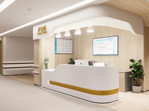 0079护士站 医院前台 咨询台 接待台su模型