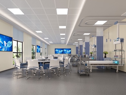  现代理实一体化教室3d模型 