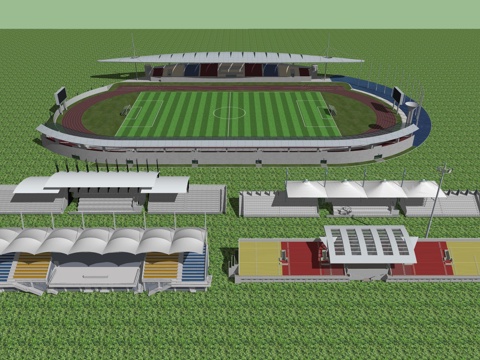  体育场看台su模型 