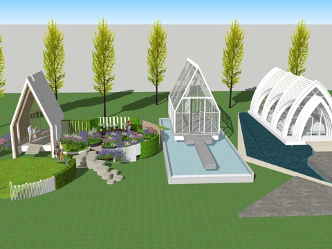  教堂打卡构筑物su模型 