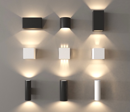 现代简约壁灯 方盒壁灯墙灯 过道灯走廊灯su模型