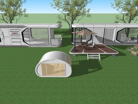  太空舱建筑su模型 