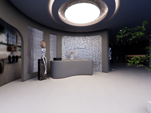  前台 电脑 办公室su模型 