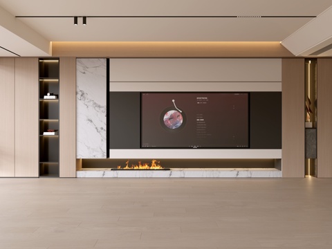  现代客厅 奶油客厅 电视背景墙 客厅背景 奶油风背景墙3d模型 