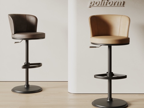  poliform现代吧椅 旋转椅 皮革吧椅3d模型 