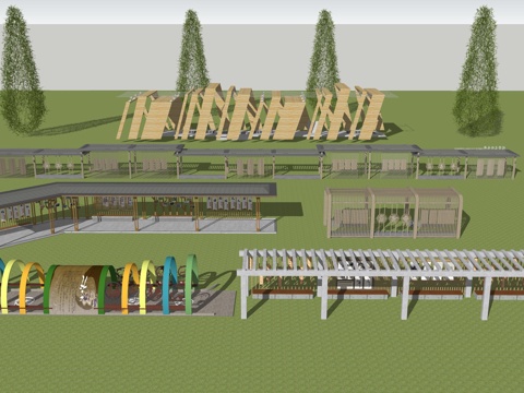  校园文化长廊su模型 