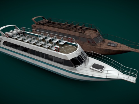  游艇 观光船 水上巴士 船艇 游船 轮船 船只 船舶 快艇3d模型 