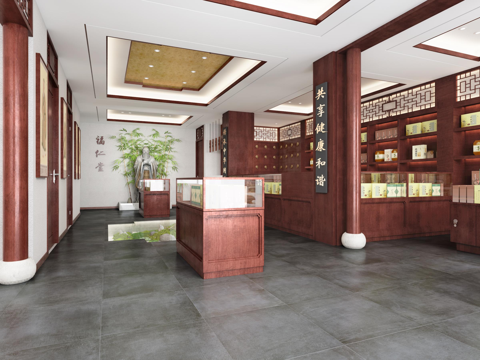  中医馆 最新全套施工图 效果图合集cad施工图 