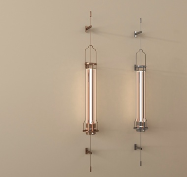 新中式长条壁灯 金属壁灯su模型