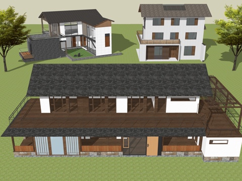 新中式民宿建筑su模型