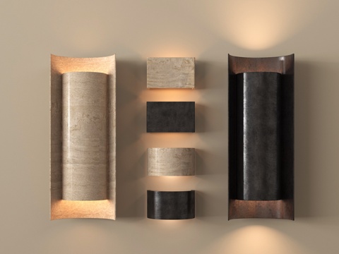 中古风金属壁灯 长条壁灯 床头壁灯 复古壁灯 走廊壁灯su模型