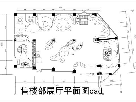 售楼部展厅平面图cad施工图