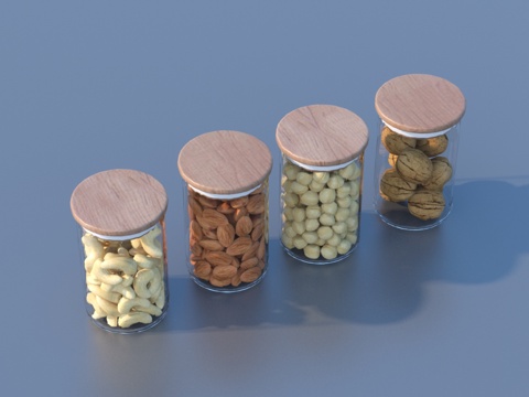  罐装零食 玻璃罐 休闲零食 干果3d模型 