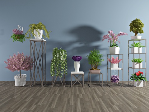  现代盆栽3d模型 