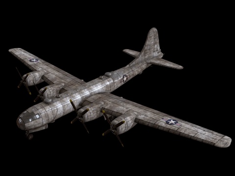  B-29轰炸机 飞机 螺旋桨战略轰炸机 老式飞机 复古飞机3d模型 