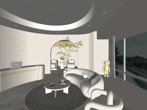  接待 大厅 前台su模型 