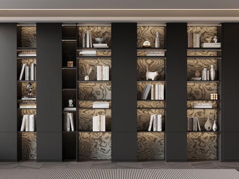  现代意式书柜 置物柜3d模型 