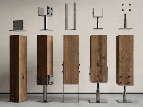  现代柱子 木梁 柱头3d模型 