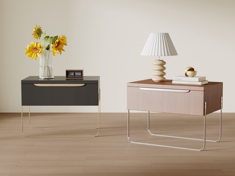  法式中古床头柜 边柜3d模型 