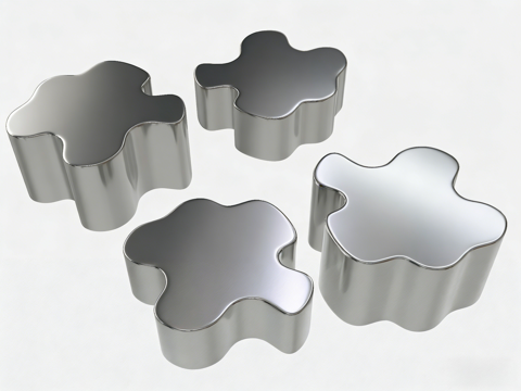  现代茶几 Teatro茶几 不规则金属茶几 边几 陈列台 置3d模型 